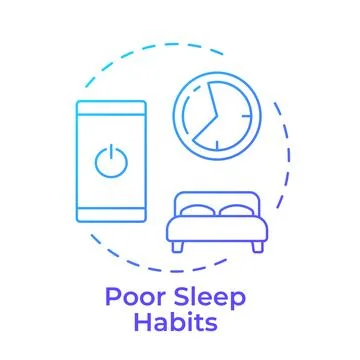 Poor sleep habits blue gradient concept icon Stock Illustration