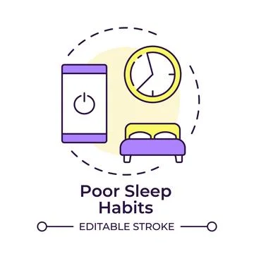 Poor sleep habits multi color concept icon Stock Illustration
