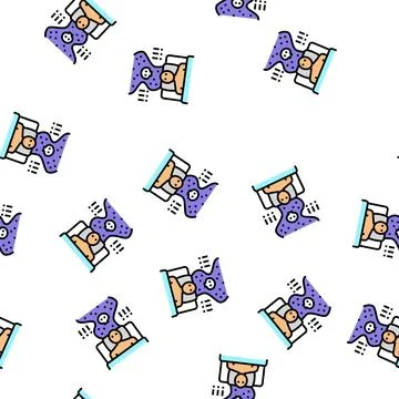 Poor sleep habits vector seamless pattern Stock Illustration