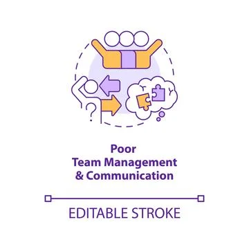 Poor team management and communication concept icon Illustrazione stock