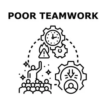 Poor teamwork causing business failure and problem solving issues Stock Illustration