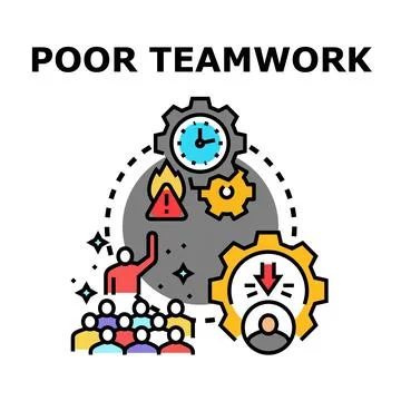 Poor teamwork causing business failure and problem solving issues イラスト素材