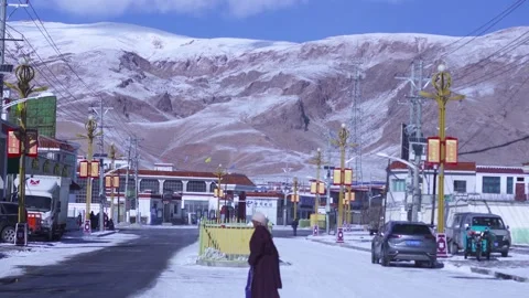 Poor town in Tibet, China Stock Footage 243247664