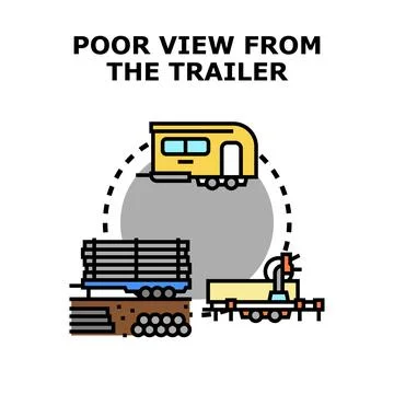 Poor view from trailer window during travel concept Stock Illustration