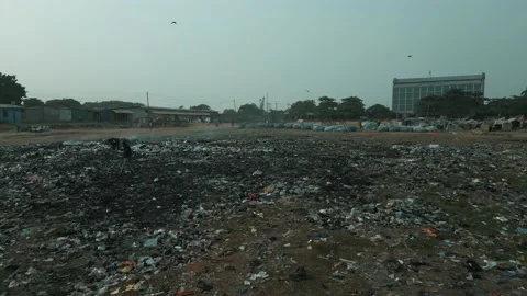 "POOR WASTE MANAGEMENT: A DONE VIEW OF OPEN WASTE DISPOSAL" Stock Footage 229128203