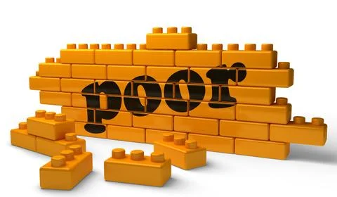 Poor word on yellow brick wall Stock Illustration