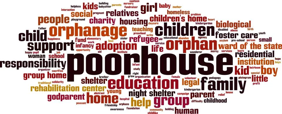 Poorhouse word cloud Stock Illustration