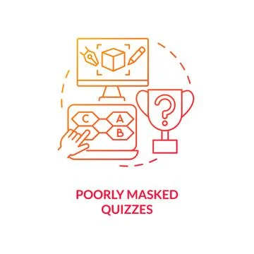 Poorly masked quizzes red gradient concept icon Stock Illustration
