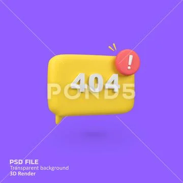Pop up and alert error 404 isolated 3d render icon illustration PSD Template