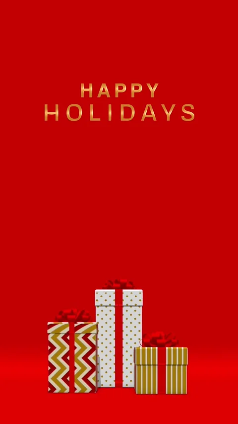 Pop-up and bouncing animation of three boxes with the text 'HAPPY HOLIDAYS' Stock Footage 286096592