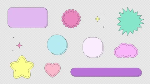 Pop and cute retro frame animation set (transparent background) Stock Footage 309862152