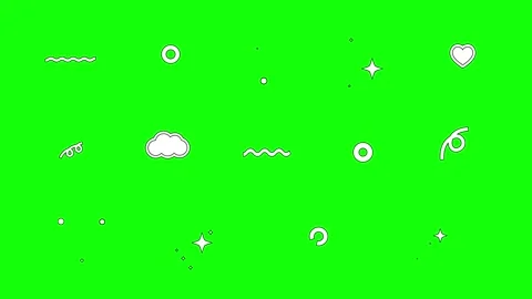Pop and cute simple icon animation set (green background) Stock Footage 309861963