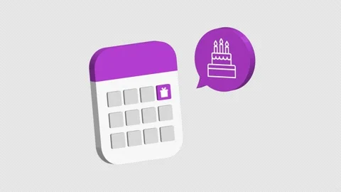 Pop up animation birthday date schedule reminder alert in 3d style calendar Video stock 234169760