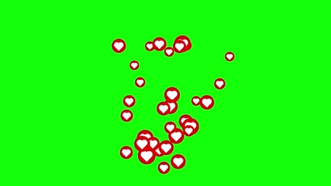 Pop up animation of red heart icon on green screen background, love animation Stock Footage 296320266