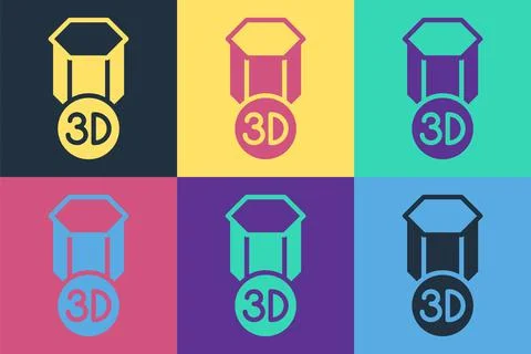 Pop art 3D printer icon isolated on color background. 3d printing. Vector Stock Illustration