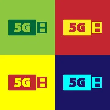 Pop art 5G modem for fast mobile Internet icon isolated on color background.  Illustrazione stock