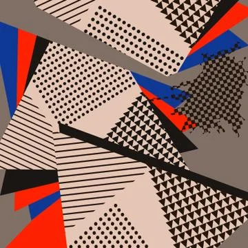Pop Art Abstract Geometric Collage Red Pattern Stock Illustration