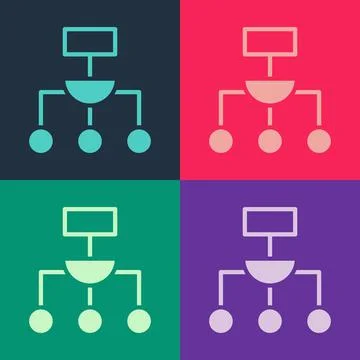 Pop art Algorithm icon isolated on color background. Algorithm symbol design Stock Illustration