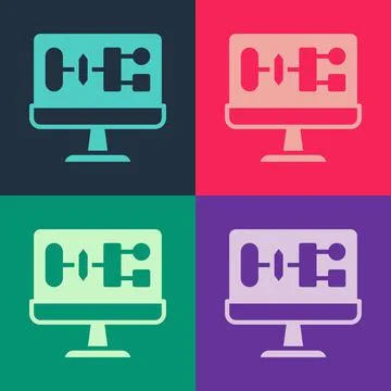 Pop art Algorithm icon isolated on color background. Algorithm symbol design Stock Illustration