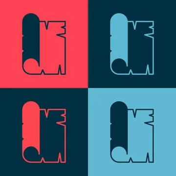 Pop art Ancient papyrus scroll icon isolated on color background. Parchment.. Stock Illustration