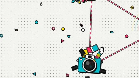 Pop Art Animation Of Creative Hobbies Camera Palette And Vinyl Record 스톡 동영상 341175535