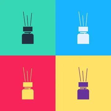 Pop art Aroma diffuser icon isolated on color background. Glass jar different Stock Illustration