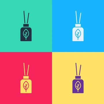 Pop art Aroma diffuser icon isolated on color background. Glass jar different Stock Illustration