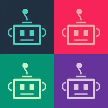Pop art Artificial intelligence robot icon isolated on color background. Ma.. Illustrazione stock