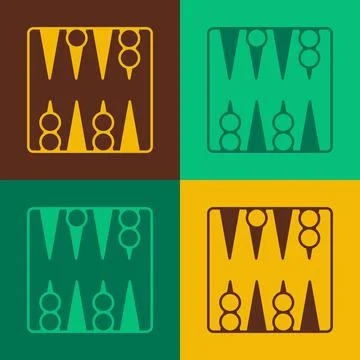 Pop art Backgammon board icon isolated on color background. Vector Illustrazione stock
