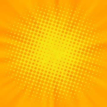 Pop art background with halftone dots and starburst rays. Illustrazione stock