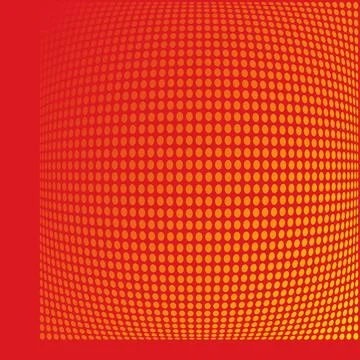 Pop art background orange dots over red backdrop Illustrazione stock