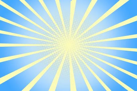 Pop art background. Rays from the center. Cartoon flat style. In blue. Stock Illustration