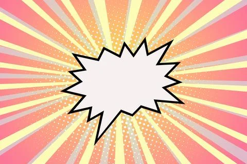Pop art background. Rays from the center, space for text. Cartoon flat style. In Stock Illustration