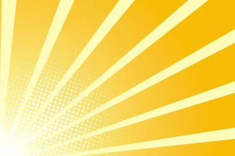 Pop art background. Rays from the left edge. Cartoon flat style. In yellow and Stock Illustration