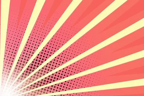 Pop art background. Rays from the left edge. Cartoon flat style. In yellow and Stock Illustration