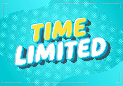 Pop art banner with bold 3d text time limited on turquoise halftone backgro.. Stock Illustration