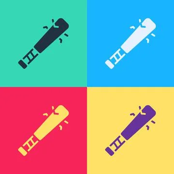 Pop art Baseball bat with nails icon isolated on color background. Violent we Stock Illustration