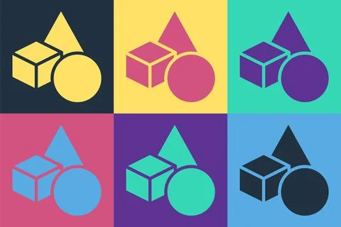 Pop art Basic geometric shapes icon isolated on color background.  Vector Stock Illustration