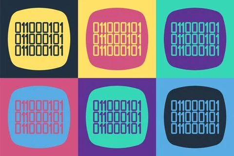 Pop art Binary code icon isolated on color background. Vector Stockillustratie