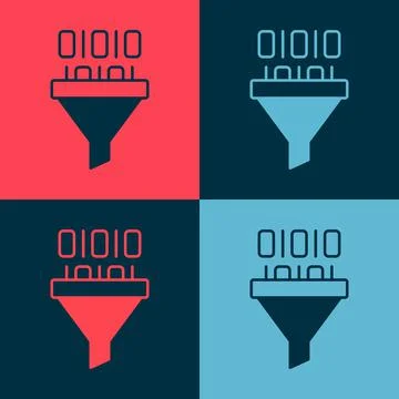 Pop art Binary code icon isolated on color background. Vector 스톡 일러스트