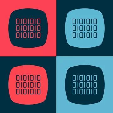 Pop art Binary code icon isolated on color background. Vector Illustrazione stock