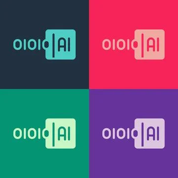 Pop art Binary code icon isolated on color background.  Vector Stock Illustration