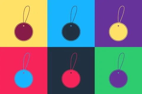 Pop art Blank label template price tag icon isolated on color background. Empty Stock Illustration