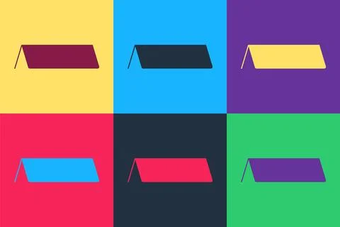 Pop art Blank paper table card icon isolated on color background. Tent card icon Ilustração Stock