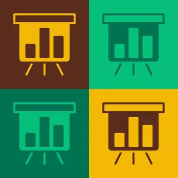 Pop art Board with graph chart icon isolated on color background. Report text Illustrazione stock