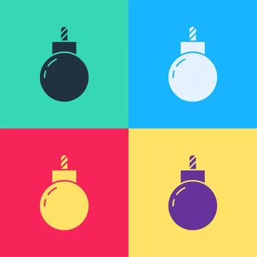 Pop art Bomb ready to explode icon isolated on color background. Vector イラスト素材
