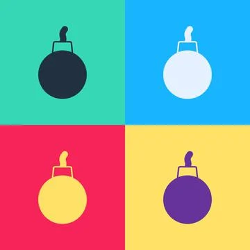 Pop art Bomb ready to explode icon isolated on color background. Vector 库存插图