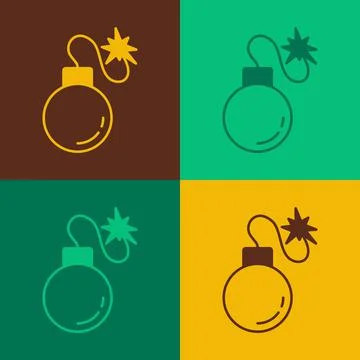 Pop art Bomb ready to explode icon isolated on color background. Vector 库存插图