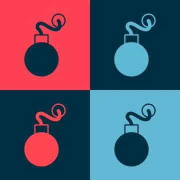 Pop art Bomb ready to explode icon isolated on color background.  Vector 库存插图