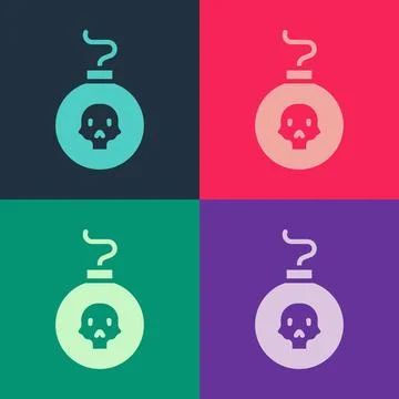 Pop art Bomb ready to explode icon isolated on color background.  Vector 库存插图